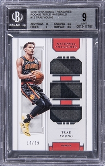 2018-19 Panini National Treasures "Rookie Triple Materials" #12 Trae Young Multi-Patch Rookie Card (#10/99) - BGS MINT 9